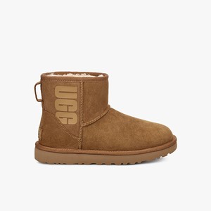 Ugg Classic Mini Rubber Logo Women Classic Boots Brown (7506KNWHY)